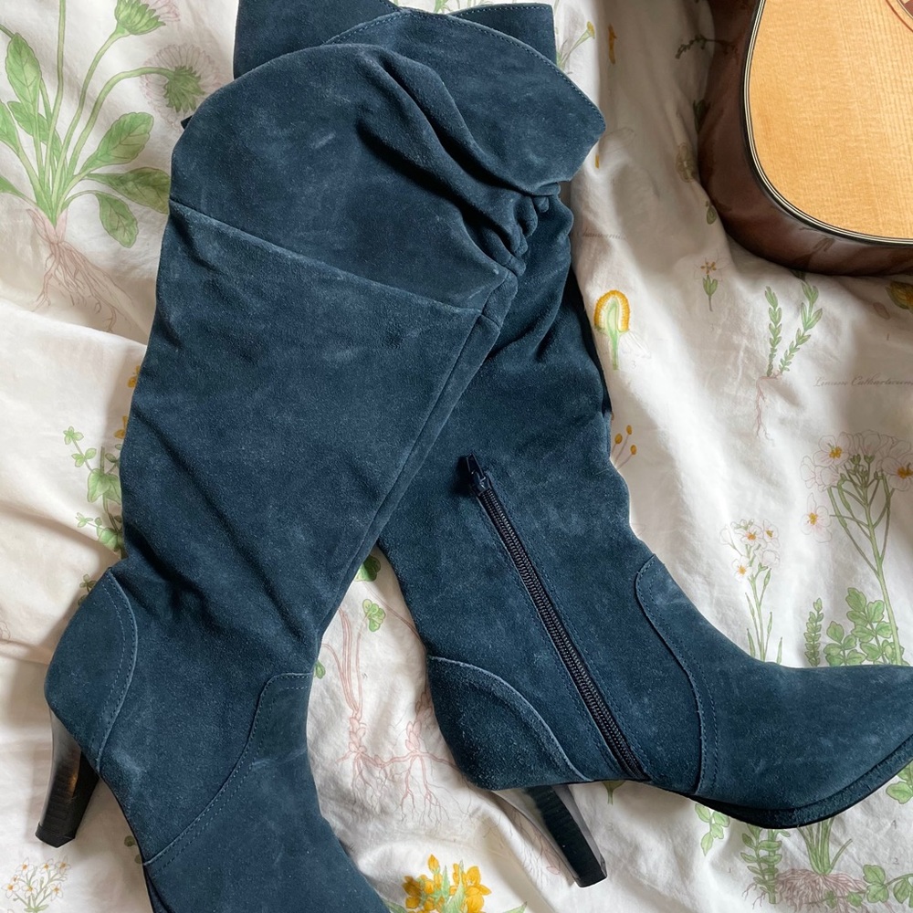 Hot in Hollywood Blue Suede Boots